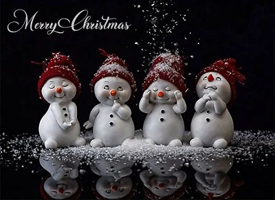 Merry Christmas Snowman Iron On Transfer-T-Shirt + Light & Dark Fabrics #30 - Изображение 1 из 4