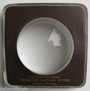 Arlington, Ma. circa 1940's Glass Advertising Paperweight ARL MACHINE WORKS - Picture 1 of 4