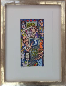 Lithografie von James Rizzi auf Bütten-Love Connections mit Weißgoldrahmen - Picture 1 of 5