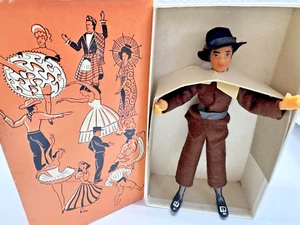 Bambola plastica vintage American pilgrim 7" pieghevole in scatola originale primi anni 30 - Foto 1 di 13