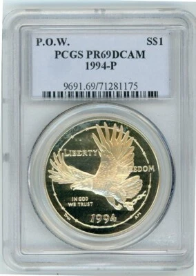 1994P PRISONER OF WAR COMMEMORATIVE $1 PCGS PR69DCAM Cert. 71281175 - Image 1 of 2