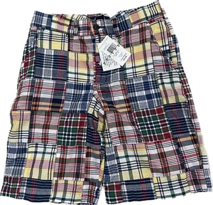 Polo Ralph Lauren Shorts Boys Madras Plaid Patchwork Chino School Size 12 NWT - Picture 1 of 6