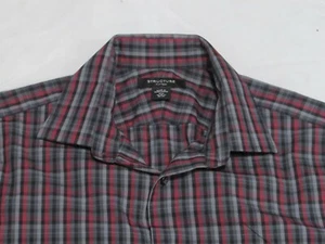 mens medium structure fitted long sleeve shirt 15/32-33 plaid casual - Picture 1 of 8