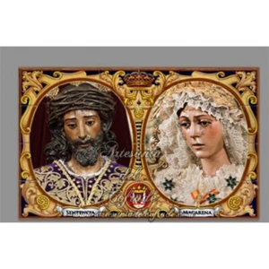 Azulejo rectangular con los titulares de la Esperanza Macarena de Sevilla - Imagen 1 de 2