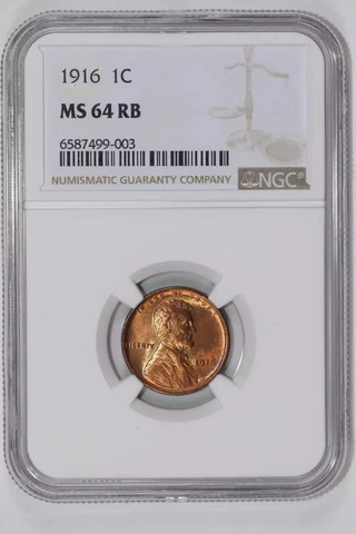 1916 LINCOLN WHEAT CENT NGC MS64 RB Cover