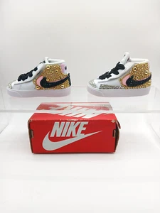 Nike Toddler Size 6C Sneakers BLING Bedazzled CUSTOM Shoes DD1849-101 White Gold - Picture 1 of 7