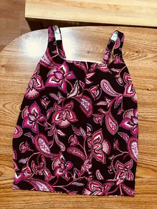 Costume da bagno Lands' End taglia 6 Tankini nero rosso stampa floreale e paisley - Foto 1 di 5