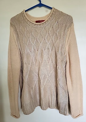 Narciso Rodriguez золото бежевый хлопок смесь кабель вязаный свитер женский размер L - Изображение 1 из 4