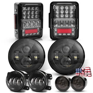 8pc for Jeep JK 7" Led headlight Taillight Fog light Turn Signal Light Combo Kit - Picture 1 of 10