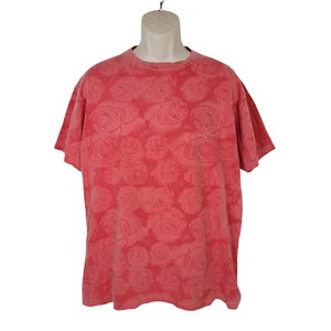 Vintage Time 2 Celebrate Shirt Size Large Rose Embossed Short Sleeve Pink Red - Picture 1 of 8