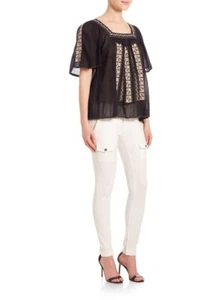 Joie Tahoma Embroidered Blouse Top S Women's Casual Summer Square-Neck NEW 40146 - Picture 1 of 9
