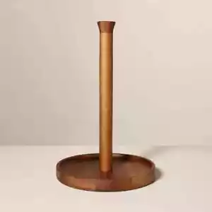Wooden Paper Towel Holder Brown with Magnolia: Acacia Wood, Countertop Design - Picture 1 of 3