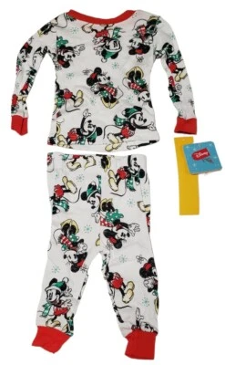 Disney Mickey & Minnie Invierno Navidad 2 Piezas PJ Set Talla 12 Meses 08376 Foto 1 de 4