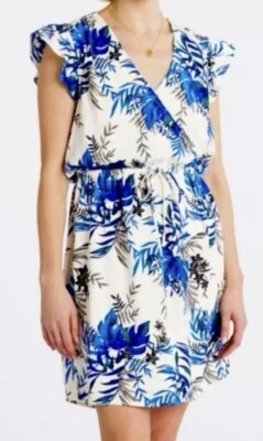 Vestido 41 Hawthorn Stitch Fix Millie Azul Floral Manga Acampanada Imitación Envoltura Nuevo sin Etiquetas 2X Foto 1 de 4