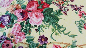 Waverly? Fabric 1 Yd 17" Cream Yellow W/Floral Print Cotton READ - Picture 1 of 6