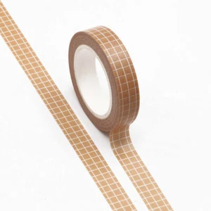 Slim Washi Tape Tan Brown Planner Bullet Journal Skinny Grid 10mm x 10m - Picture 1 of 11