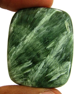 50.50 Ct Natural Green Seraphinite Loose Gemstone Cabochon Wire Wrap Stone-62310 - Picture 1 of 5