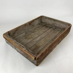 Antique Japanese Wooden Shallow Carry Crate Storage Box Inside 36.5x49.5x9cm X80
