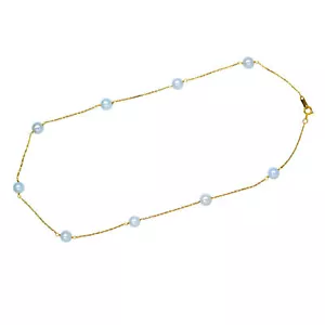 Rachel Koen Pearl Necklace Choker By The Yard 14K Yellow Gold - Picture 1 of 4