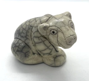 Raku Pottery Polar Bear Figurine Crackle Glaze South Africa - Picture 1 of 8
