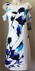 Lauren Ralph Lauren Cold-Shoulder Floral Trapeze Dress NWT Sz 4, 6,8,10,12,14 - Picture 1 of 6