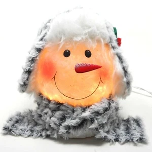 Stony Creek Holiday Lighting Rosy Cheek Snowman Grey Shag Santa Hat Scarf SSX55A - Picture 1 of 9