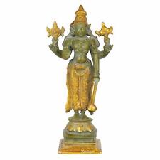 Laiton Lord Bhagwan Vishnu Narayan Statue Idol Murti Tenant Club ( Gada ) Conque