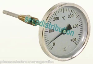 Thermomètre de fumée AFRISIO 0° à 500° Diamètre 80 mm sonde de 15 cm - Imagen 1 de 1