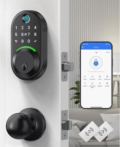 Keypad Smart Lock with Knob Set Keyless Entry Door Lock Deadbolt w/Handle Electr - Picture 1 of 6