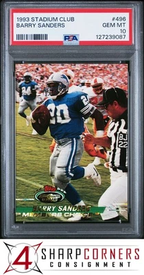 1993 STADIUM CLUB #496 BARRY SANDERS LIONS HOF PSA 10 - Image 1 of 3