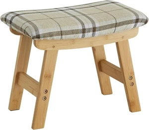 Small Foot Stool Ottoman Rest Under Desk for Living Room Bedroom Natural Legs - Picture 1 of 8