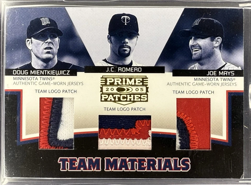 2005 Prime Patches Mientkiewicz, Romero, Mays Team Materials Triple  Jersey /74 - Image 1 of 2