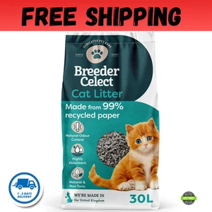 Breeder Celect Recycled Paper Cat Litter (30L), Natural Odour Control - Picture 1 of 8