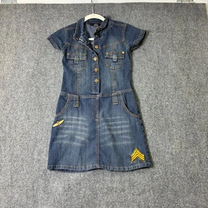 VTG Platinum Princess Denim Dress Short Sleeve Patches Pockets Girls Size 14/16 - Picture 1 of 6