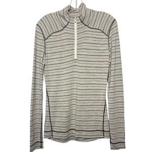 Smartwool Striped Quarter-Zip Pullover Layer Layering Wool Lightweight Ladies L - Picture 1 of 9