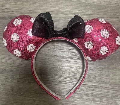 Disney Minnie Mouse Deluxe Headband Puffy Pink Plush Sequin Bow Costume - Image 1 of 3