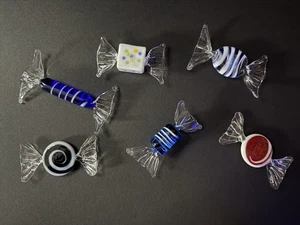 6 caramelos decorativos vintage envueltos a mano de vidrio soplado multicolor Taiwán - Imagen 1 de 10