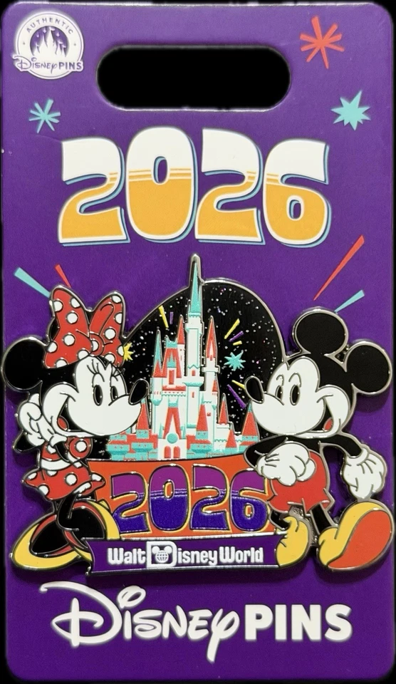 Prendedor 2026 Disney Parks Mickey Minnie Mouse Castillo Walt Disney World Año Fecha OE Foto 1 de 1