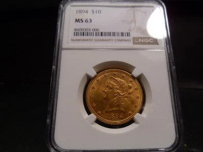 1894 MS63 $10 Liberty Gold Eagle NGC Certified - Image 1 of 4