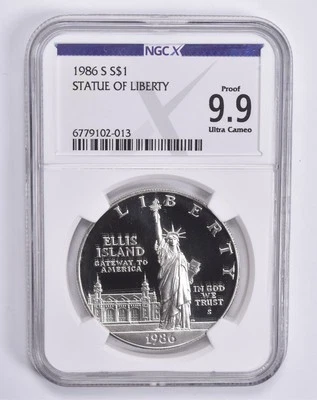 Proof 9.9 UCam 1986-S Statue of Liberty Commemorative Dollar NGC X NGCX - Image 1 of 4