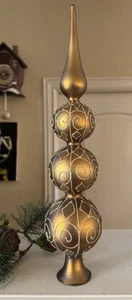 Vidrio 16" Acabado Cepillado Oro 3 Niveles Estampado Brillo Árbol de Navidad Topper Box - Imagen 1 de 7