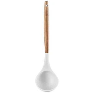 Silicone Soup Ladle With Wooden Handle Nonstick Cookware Heat Resistant Kitchen - Picture 1 of 3