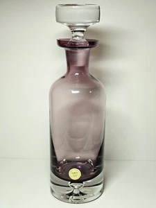 BLOCKKRISTALL Amethyst lila gefasst Dekanter Blasenboden Vintage mit Etikett 12"+ - Bild 1 von 6