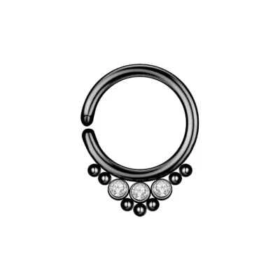 18G Crystal Nose Ring Open Hoop Lip Body Piercing Clip On Studs Stainless Steel - Image 1 of 4