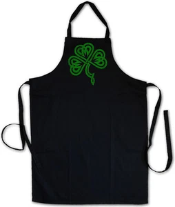 SHAMROCK IRISH KNOT III KOCHSCHÜRZE GRILLSCHÜRZE Cloverleaf Irland Kleeblatt - Picture 1 of 1