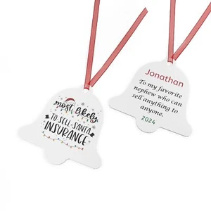 Personalized Ornament, Festive Round Metal Ornament, Christmas Keepsake Gift - Picture 1 of 16