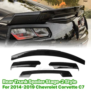 For 14-19 Corvette C7 Z06 Stage 3 Gloss Black Rear Trunk Lid Spoiler Wickerbill - Picture 1 of 15