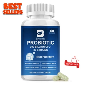 Probiotics Supplement 300 Billion CFU Support Digestive Gut Health 60 Capsules - Picture 1 of 8