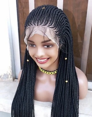 Esquinas trenzadas hechas a mano. Peluca de encaje frontal. Ubicación USA, Foto 1 de 3