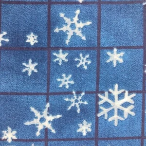 Snowflakes on grid with blue background 1 yd 27 in cotton fabric to craft or sew - Picture 1 of 5